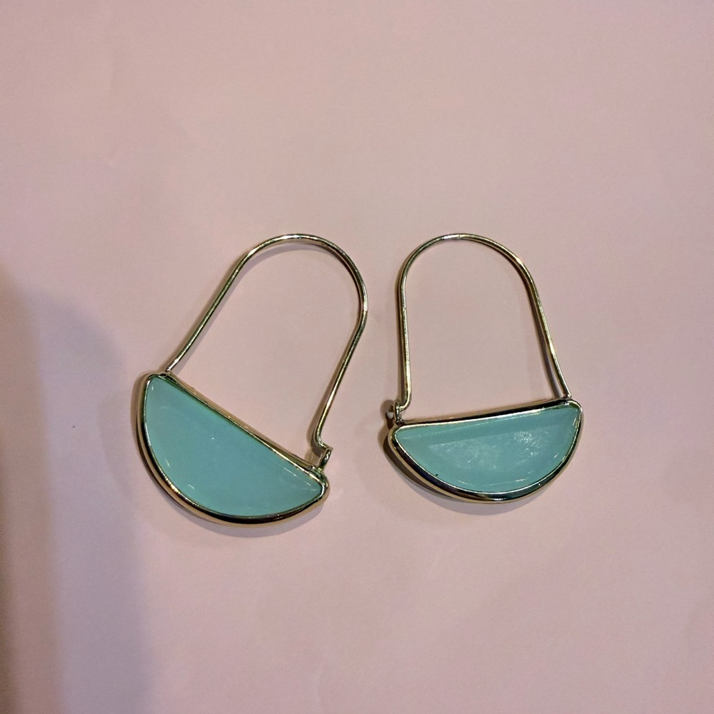 Elegant gold and Blue Half-Moon Earrings